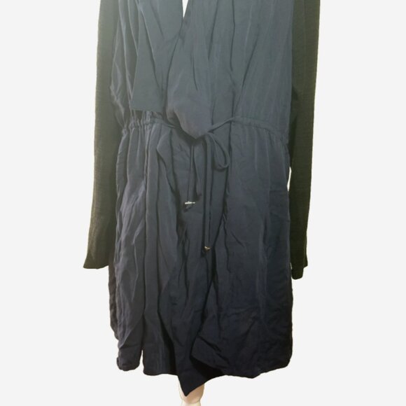 City Chic Navy Blue and Black Long Sleeve Jacket with Drawstring Waist, 18/20 - Picture 5 of 10